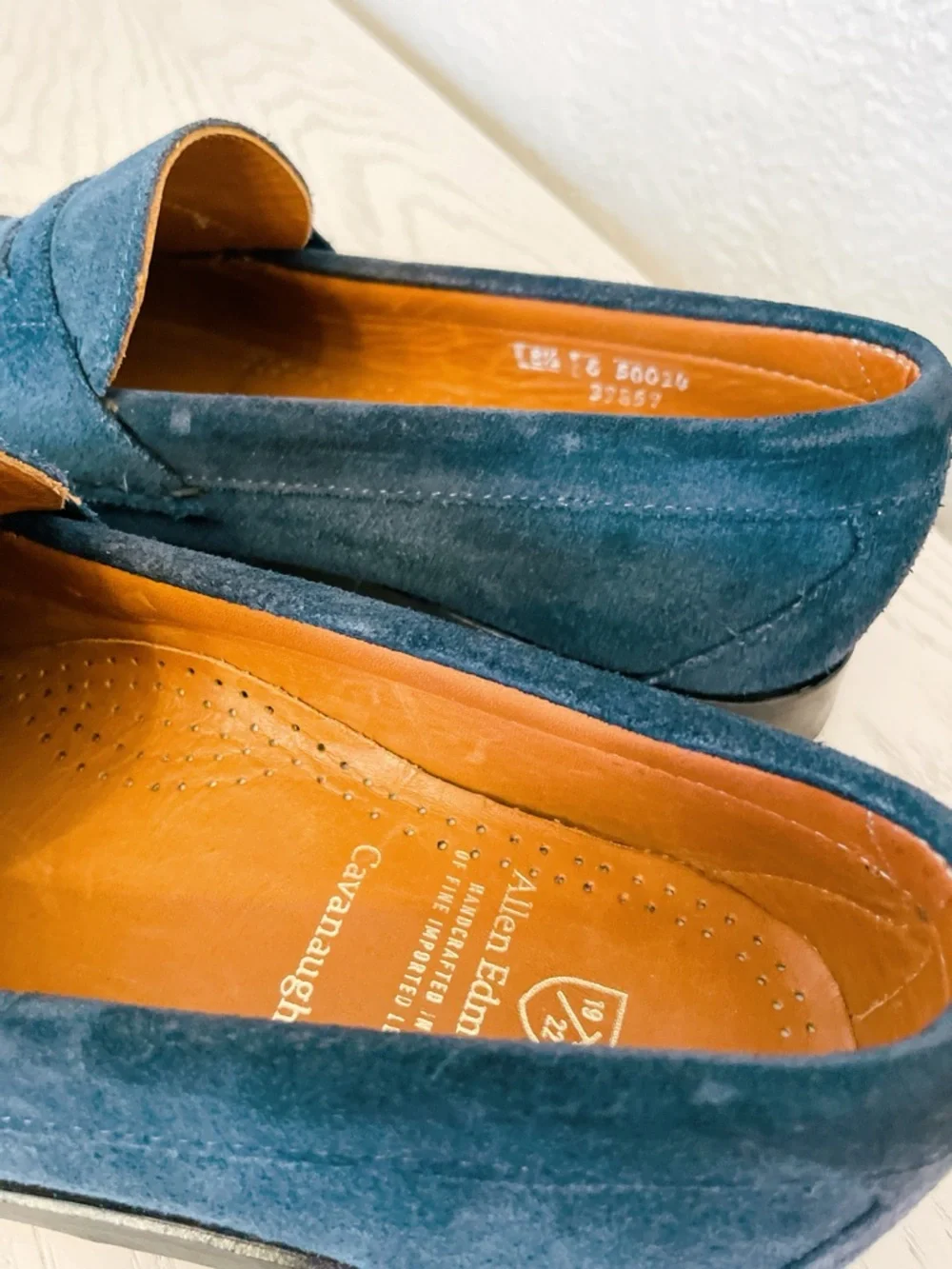 Allen Edmonds Cavanaugh Navy Suede Penny Loafers Men’s 8.5 Resoled USA Made